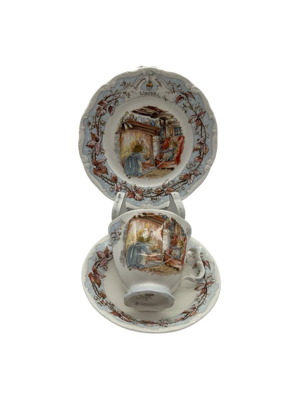 Royal Doulton Brambly Hedge "Winter" Trio Bone China Teacup and Plates Set